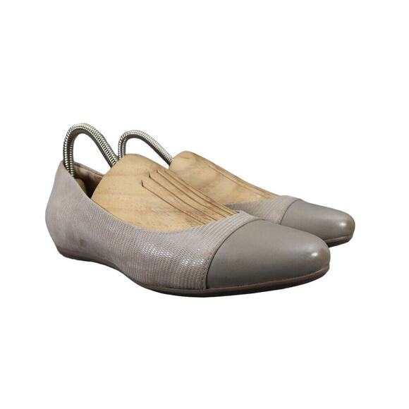 Earthies Shoes Womens 7 Ballet Flats Fashion Cap Toe Classic Career Leather Grey - Picture 1 of 16